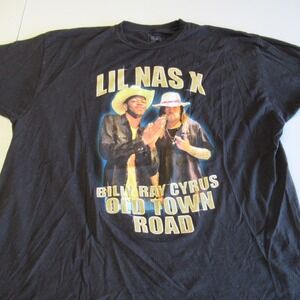 Lil Nas X & Billy‎ Ray Cyrus Old Town Road Black T-shirt Size 2XL